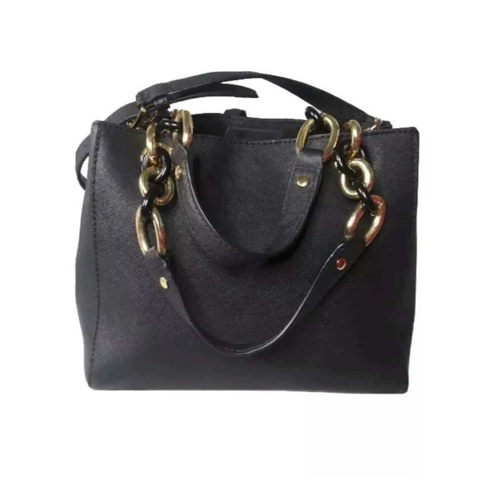 Michael Kors Small Cynthia Saffiano Leather Satchel Bag Black 30S5GCYS1L